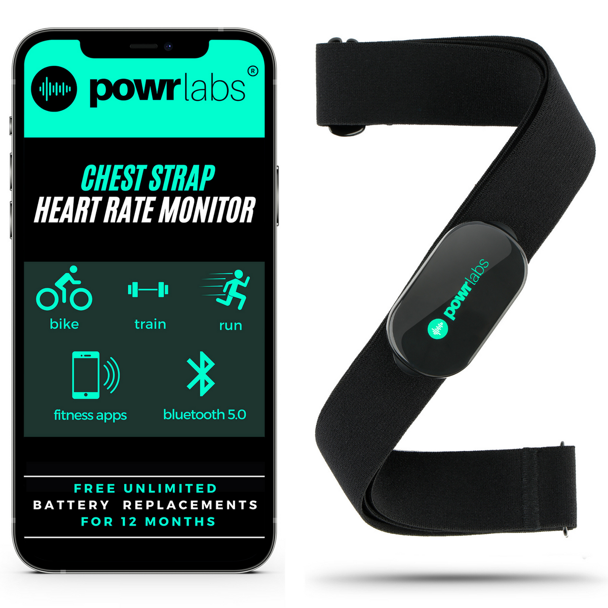 Powr Labs® Chest Heart Rate Monitor (ANT+ Bluetooth Dualband)