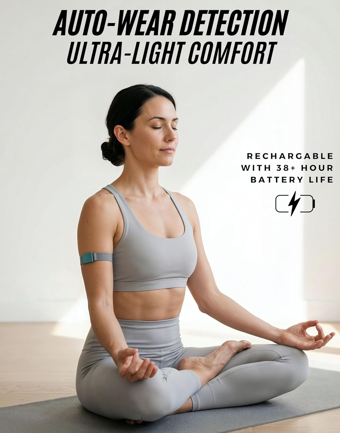 Powr Labs armband heart rate monitor – Auto-wear detection and ultra-light comfort, rechargeable with 38+ hour battery life