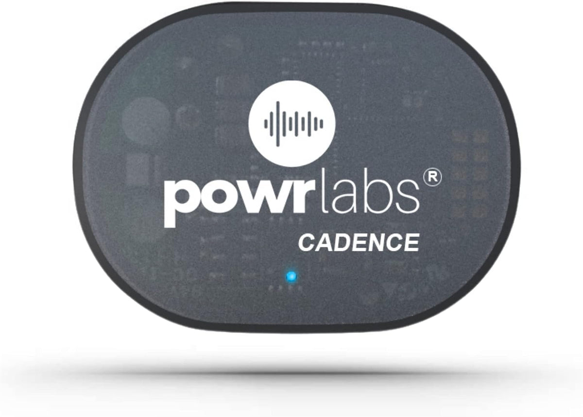 Powr Labs bike cadence sensor with blue pairing light