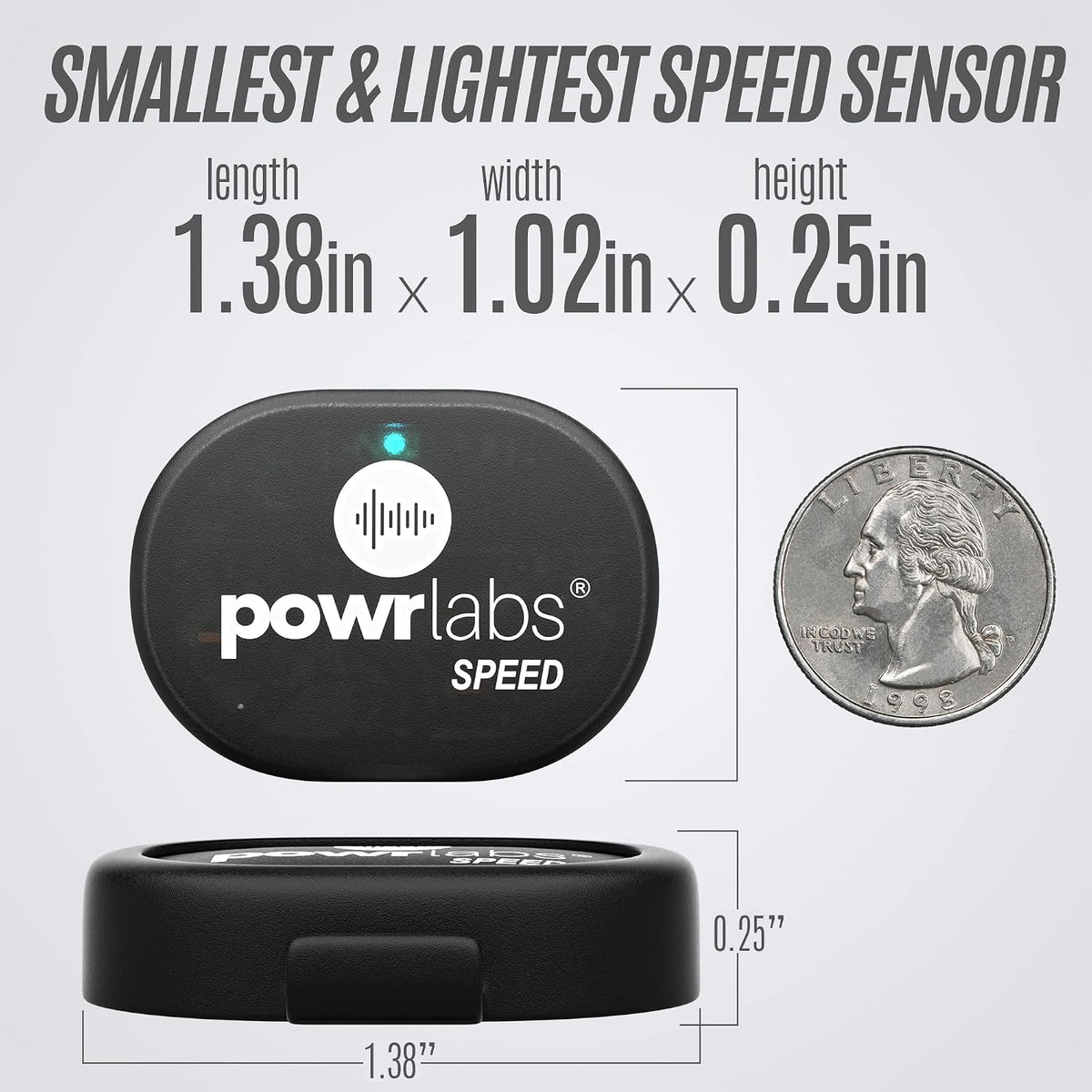 Powr Labs bike speed sensor – Smallest and lightest speed sensor: 1.38 in long, 1.02 in wide, 0.25 in tall