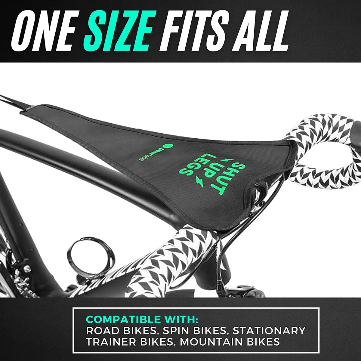 Powr Labs bike trainer sweat guard – One size fits all: compatible with road bikes, spin bikes, stationary trainer bikes and mountain bikes