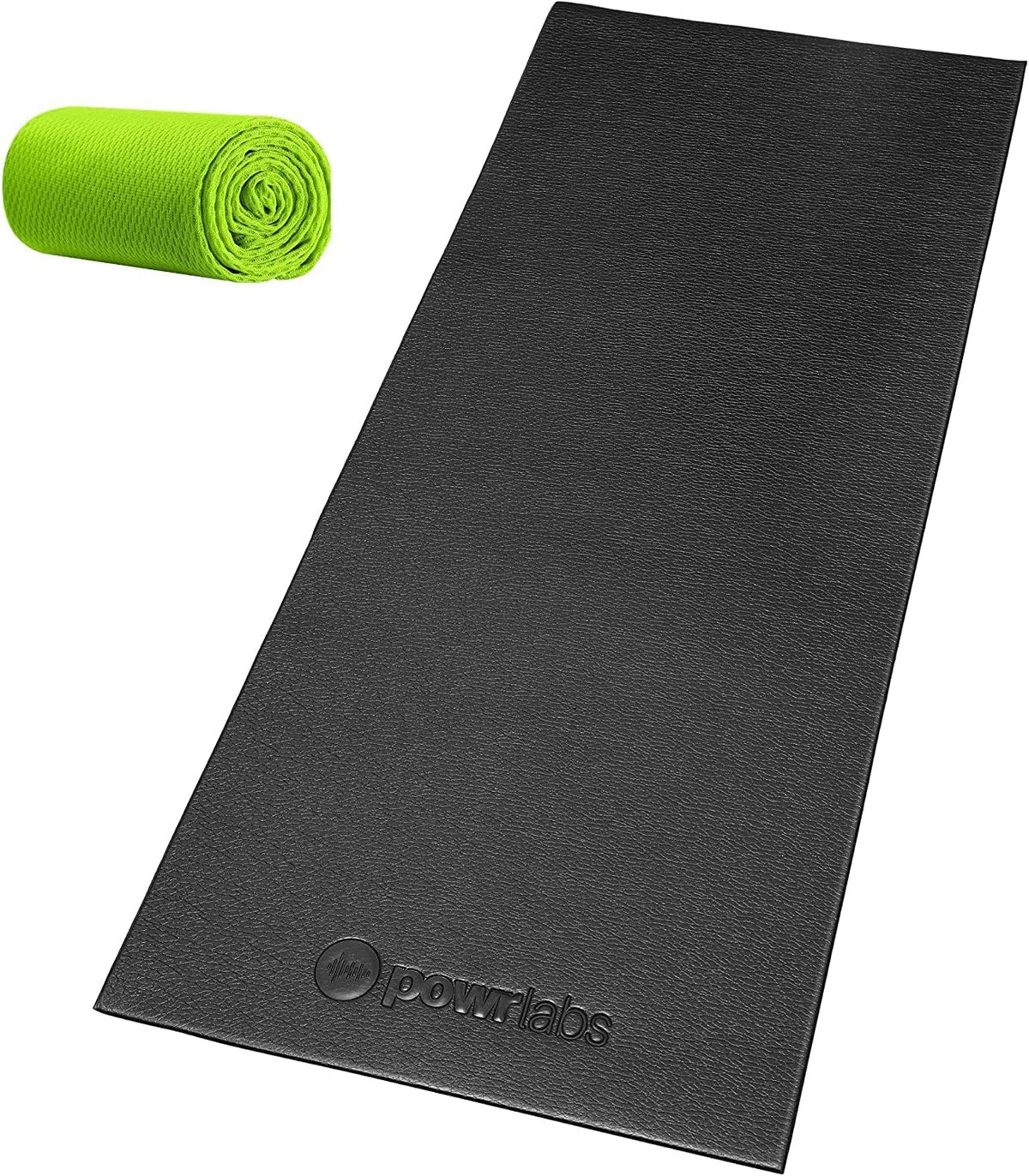Powr Labs bike trainer mat, rolled, with embossed logo